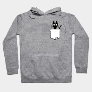 Cute Black Cat In Pocket Hoodie